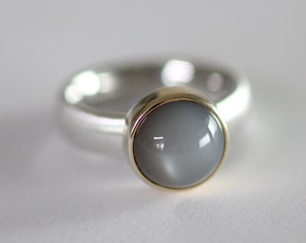 Unique sterling silver ring "Eyecatcher 44" by Frank Schwope, gray, moonstone, unique, Schwope, precious stone, unique jewelry, goldsmith's work