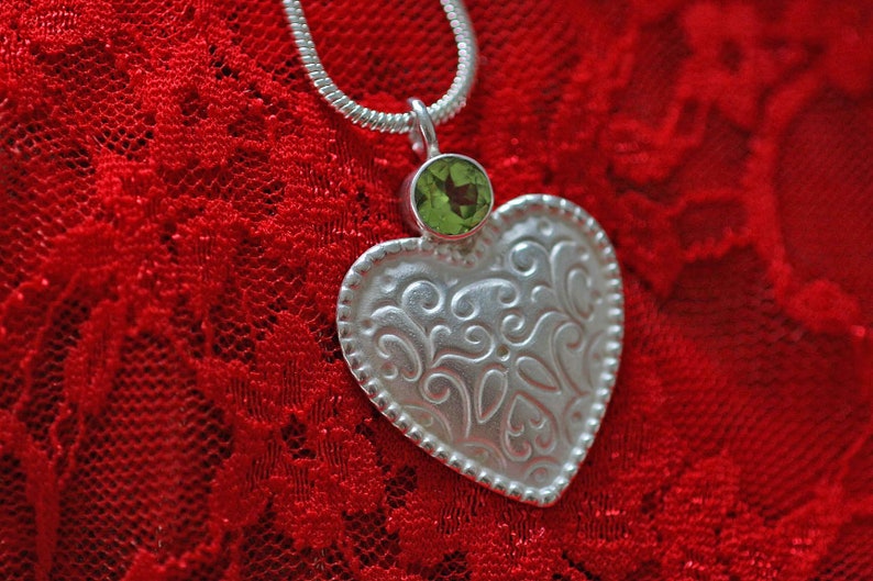 Dream heart pendant in solid silver with peridot by Frank Schwope image 2