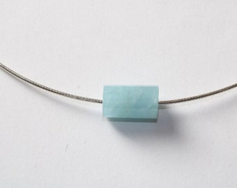 Schöne 8 - eckige Aquamarinwalze mit Omega Silber Reif von Frank Schwope, Silber, Aquamarin, Edelstein, Himmelblau, Schmuck für Frauen, Hals