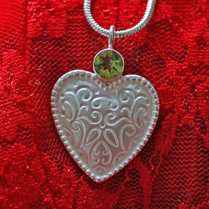 Dream heart pendant in solid silver with peridot by Frank Schwope image 4