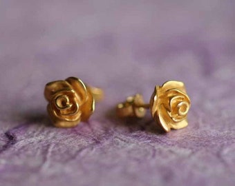 Rosenohrstecker aus massiven Silber / 22kt feinvergoldet von Frank Schwope, Rosen, Unikatschmuck, Ohrschmuck, Schwope, Gold, Silber, Edel