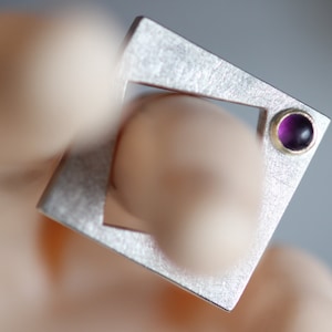 Unique ring made of sterling silver / amethyst by Frank Schwope, ring, amethyst, purple, gemstone, unique jewellery, unique jewellery, goldsmith