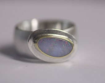 Unique sterling silver ring "Eye-catcher 40" by Frank Schwope, unique jewelry, unique jewelry, one-of-a-kind, goldsmith's work, ring, opal, full opal