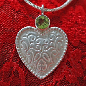Dream heart pendant in solid silver with peridot by Frank Schwope image 1