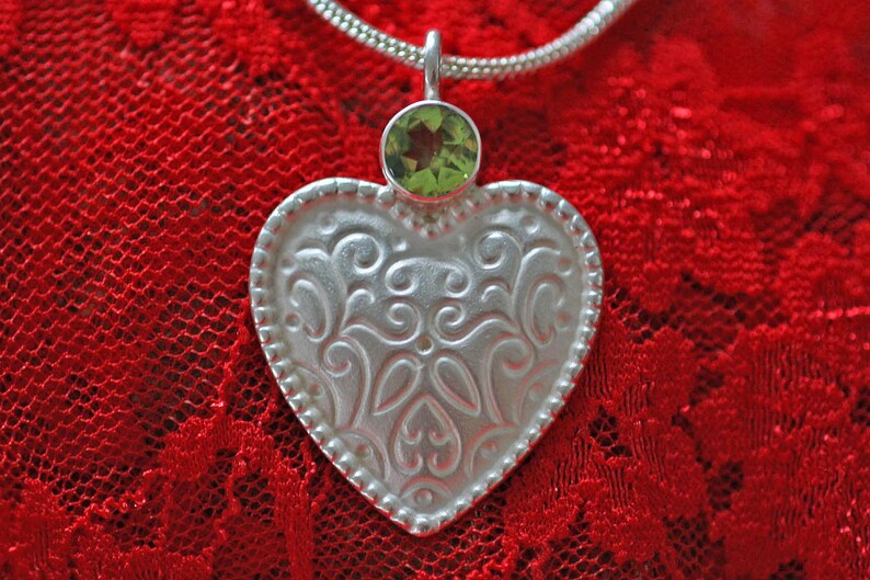 Dream heart pendant in solid silver with peridot by Frank Schwope image 1