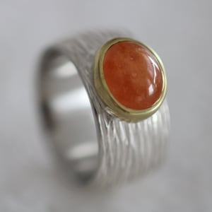 Unique sterling silver ring &quot;Blickfang 55&quot; by Frank Schwope, mandarin garnet, ring, unique jewellery, goldsmith&#39;s craft, Schwope, unique