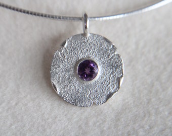 Choker in solid silver with amethyst pendant, jewellery, choker, chain, amethyst, unique jewellery, unique jewellery, pendant, silver, Schwope