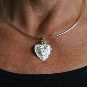 Dream heart pendant in solid silver with peridot by Frank Schwope image 6