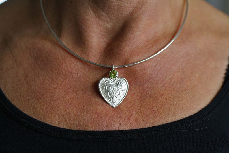 Dream heart pendant in solid silver with peridot by Frank Schwope image 6