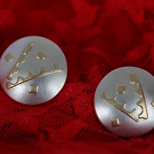 Pair of solid silver earrings with 750 gold applications by Frank Schwope