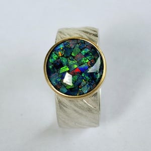 Unique sterling silver ring by Frank Schwope, mosaic opal, gold, silver, unique, blue, Schwope, unique jewelry, unique jewelry, goldsmith