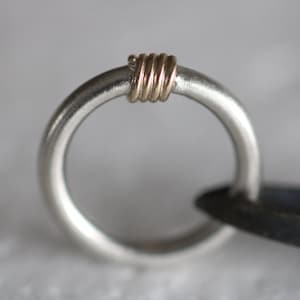 Simple, elegant ring in 925 sterling silver with 750 gold spiral by Frank Schwope, gold, silver, goldsmith&#39;s work, Wissgoldingen, ring