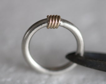 Simple, elegant ring in 925 sterling silver with 750 gold spiral by Frank Schwope, gold, silver, goldsmith&#39;s work, Wissgoldingen, ring