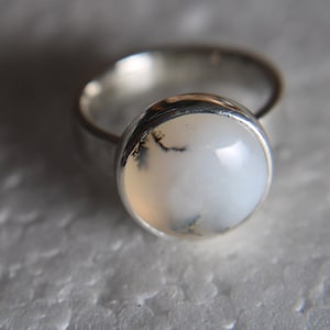Sterling silver ring with round dendrite opal by Frank Schwope, white, opal, unique, Schwope, gemstone, unique jewelry, goldsmith&#39;s work