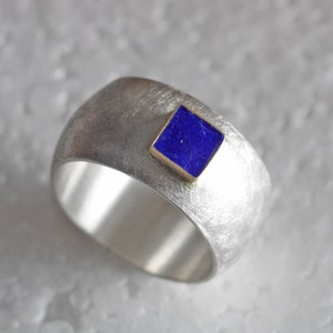 Unique ring made of 925 sterling silver with gold-set enamel square by Frank Schwope, unique piece, goldsmith&#39;s work, ring, unique jewelry,
