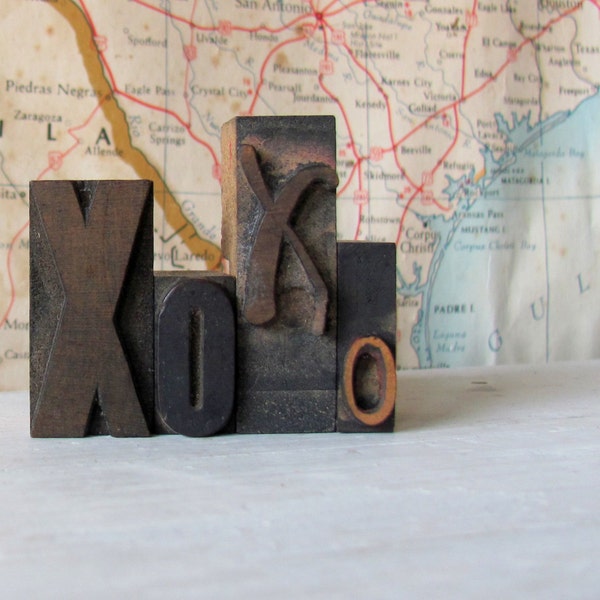 Antique XO Letterpress Collection - 1930's Letterpress - Hugs and Kisses - Vintage Letterpress Collection