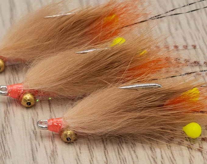 Ascension Bay Petersons Spawning Shrimp Size 4 or 6 (3 Flies) Bonefish Permit - Gamakatsu Hooks!