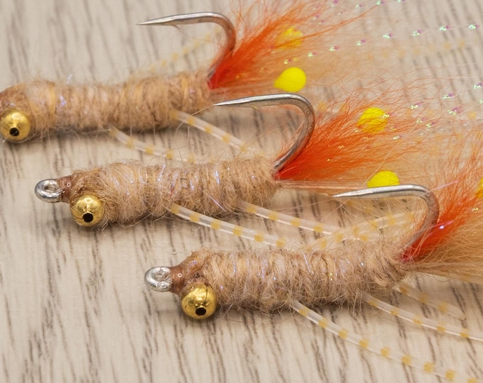 Ascension Bay Veverka Mantis Shrimp Size 4 or 6 (3 Flies) Bonefish Permit - Gamakatsu Hooks!