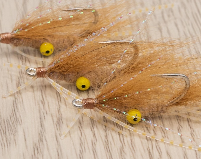 Ascension Bay Squimp Size 4 or 6 (3 Flies) Bonefish Permit - Gamakatsu Hooks!