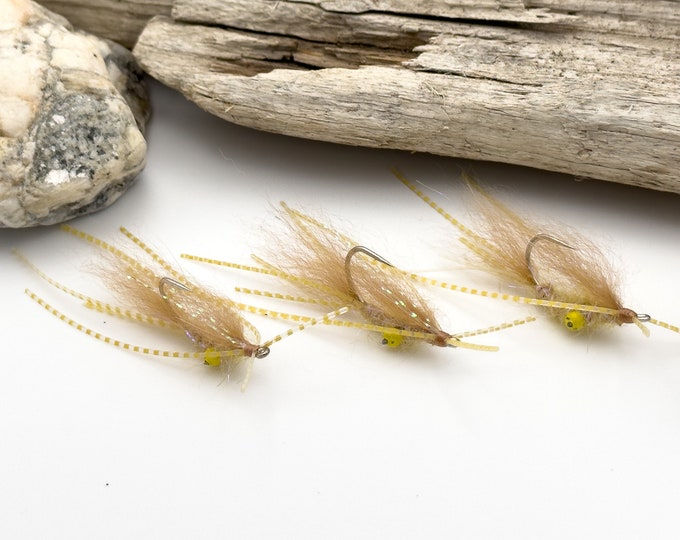 Ascension Bay Squimp Size 4 or 6 (3 Flies) Bonefish Permit - Gamakatsu Hooks!