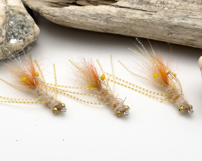 Ascension Bay Veverka Mantis Shrimp Size 4 or 6 (3 Flies) Bonefish Permit - Gamakatsu Hooks!