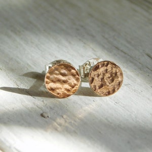 14kt Gold Filled Disc Studs, 14kt Gold Filled Hammered Circle Earrings