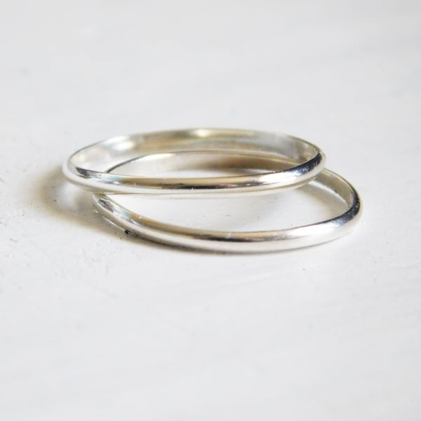 Argentium Silver Stacking Ring, Polished Silver Smooth Stacking Ring, Stackable Ring,Choose Quanity