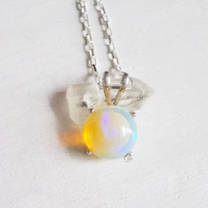 Ethiopian Welo Opal Sterling Silver Pendant, Genuine Real Natural African Opal, October Birthstone
