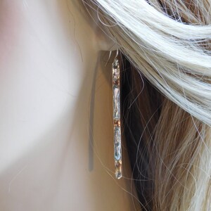 Copper and Fine Silver Dangle Bar Earrings, Drop Earrings, Everyday Earrings