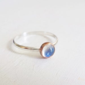 Rainbow Moonstone Sterling Silver Stackable Ring, Rainbow Moonstone Silver Stacking Ring, June Birthstone