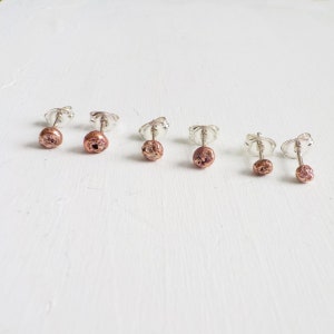 Moon Crater Pure Copper Studs, Ball Studs, Dot Studs, Tiny studs, Cartilage studs