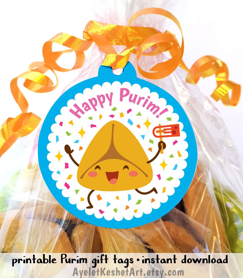 Happy Purim Printables Gift Tag or Party Favor Tags for Kids. | Etsy