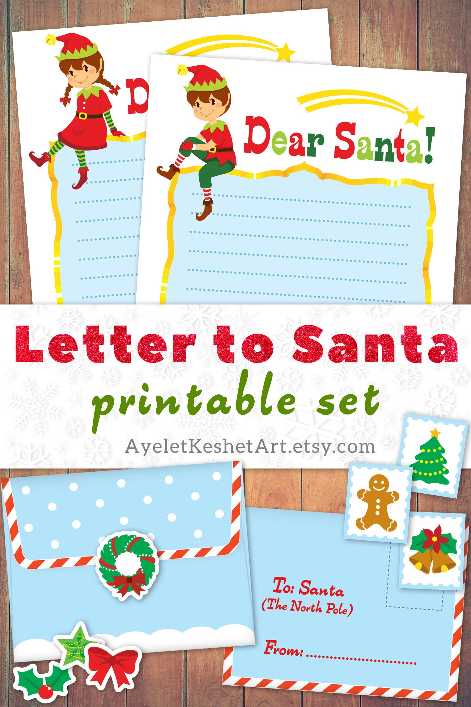 Santa Letter Printables Digital Letter Writing Papers | Etsy