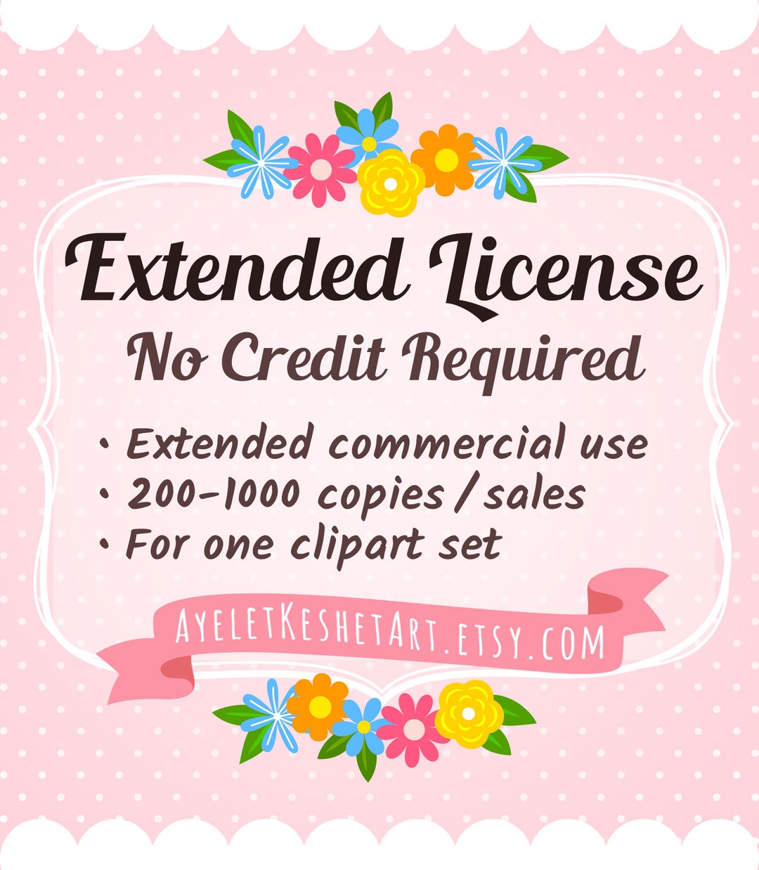 Extended License for a Single Digital Clip Art Set. Extended Commercial ...