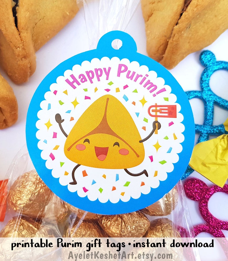 Happy Purim Printables Gift Tag or Party Favor Tags for Kids. | Etsy