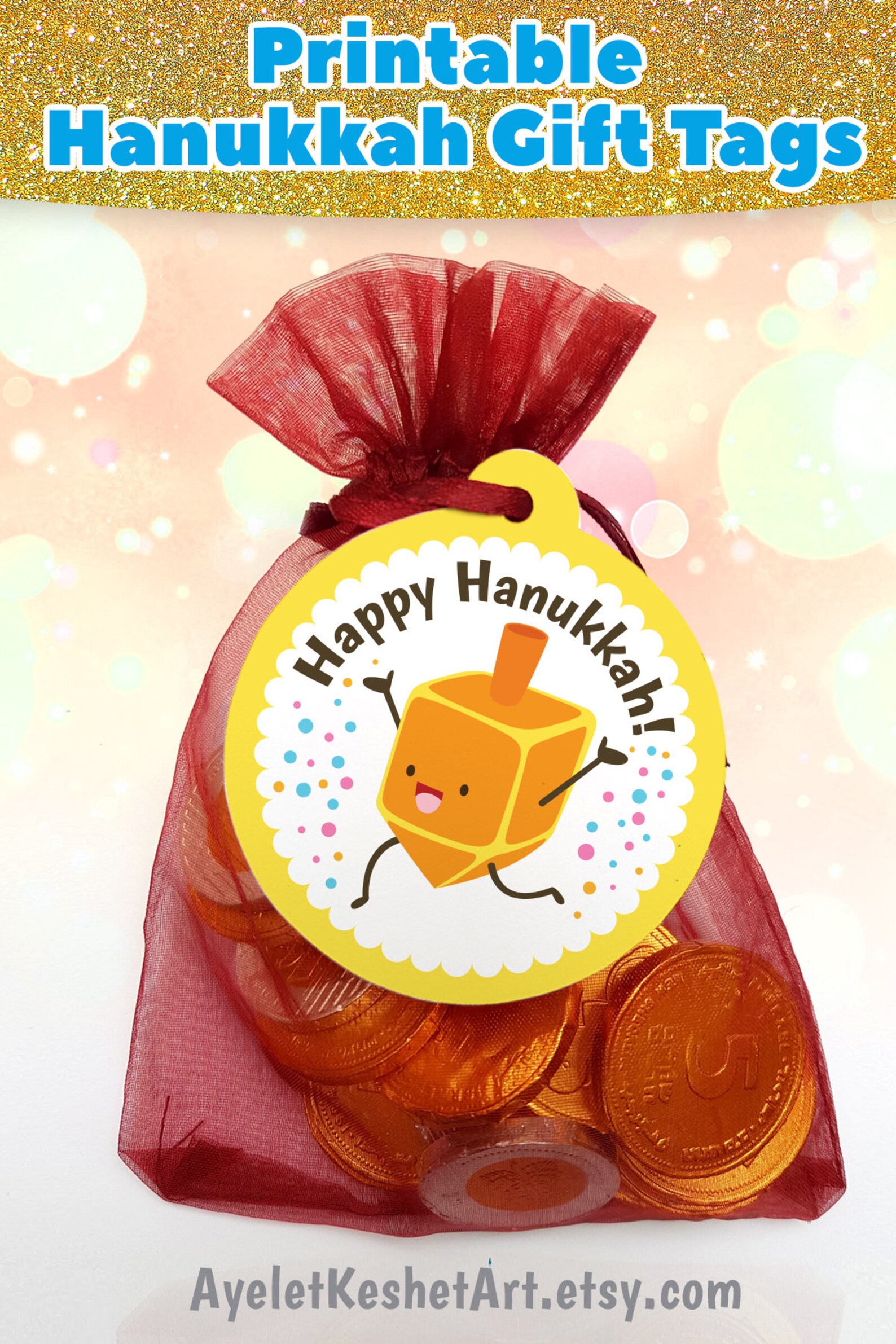Happy Hanukkah Printables: Gift Tag or Party Favor Tags for - Etsy