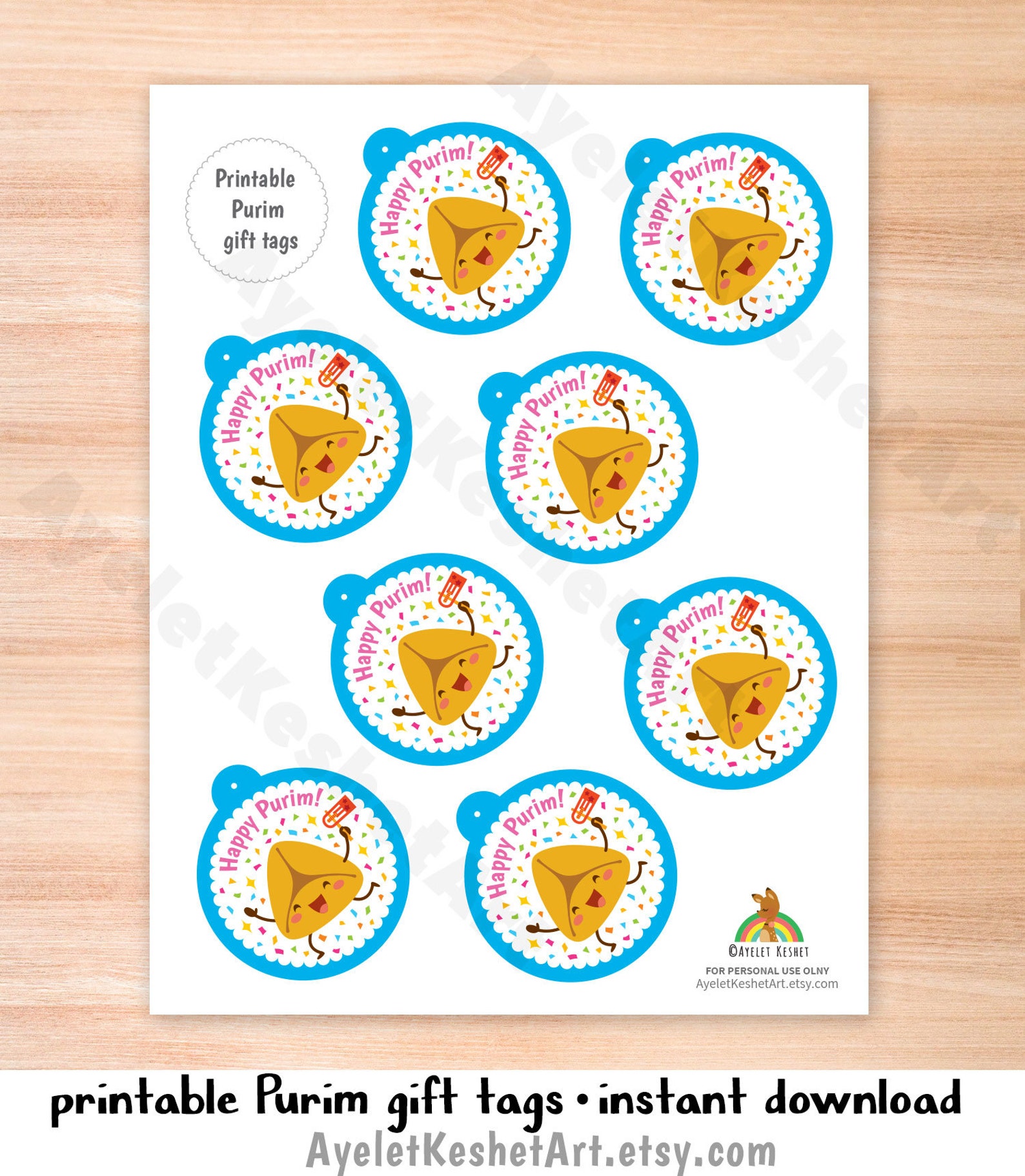 Happy Purim Printables Gift Tag or Party Favor Tags for Kids. | Etsy