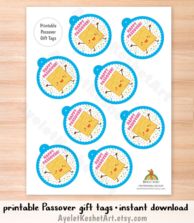 Happy Passover Printable Gift Tag With a Cute Illustration of | Etsy Israel