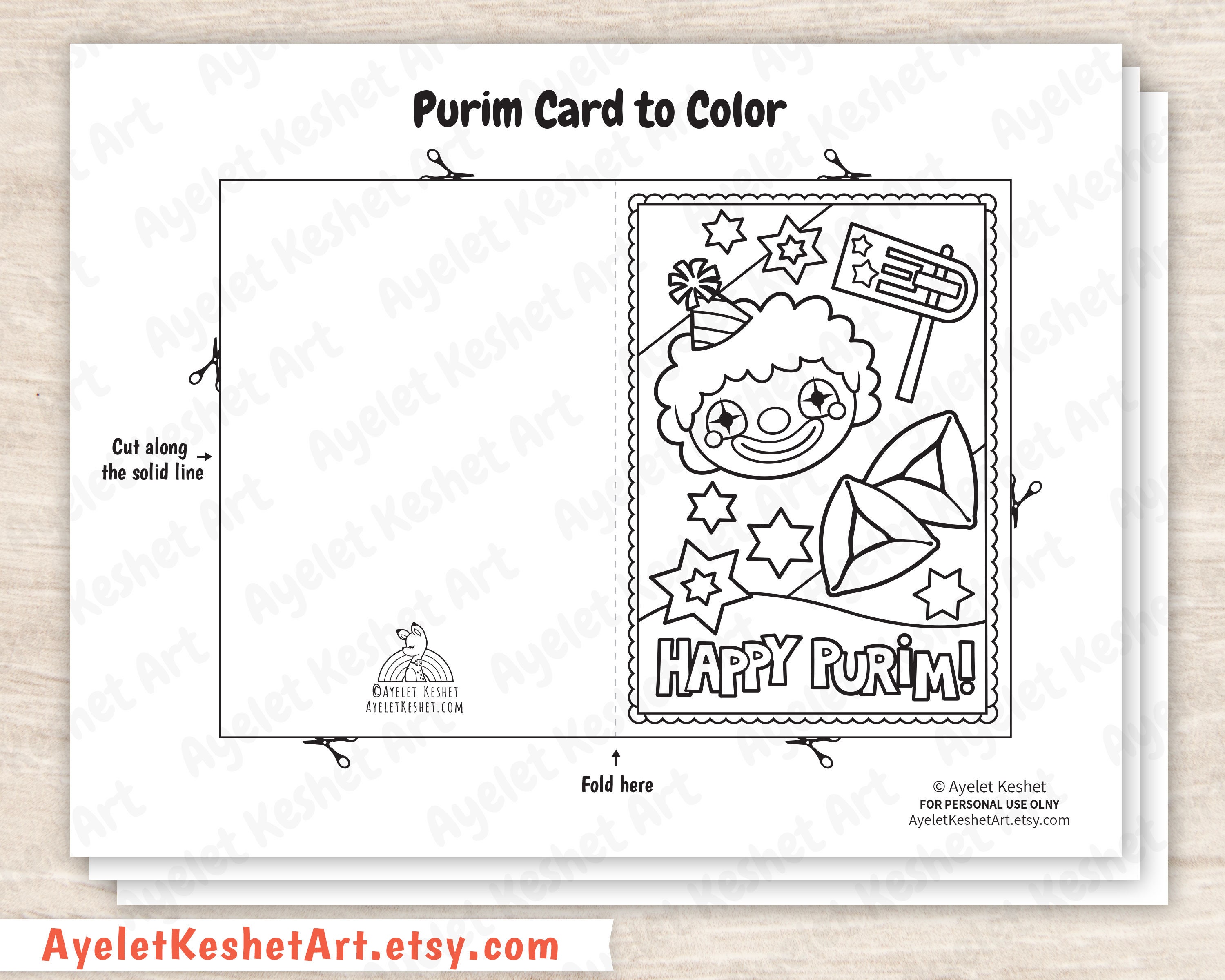 Purim Cards to Color. 3 Coloring Pages of Happy Purim Cards, Plus ...