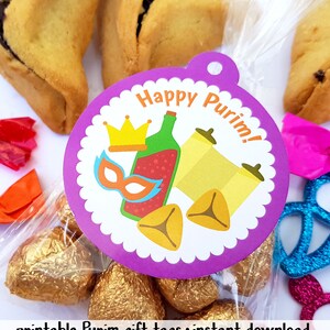 Happy Purim Printable Gift Tag or Party Favor Tag With the Holiday ...