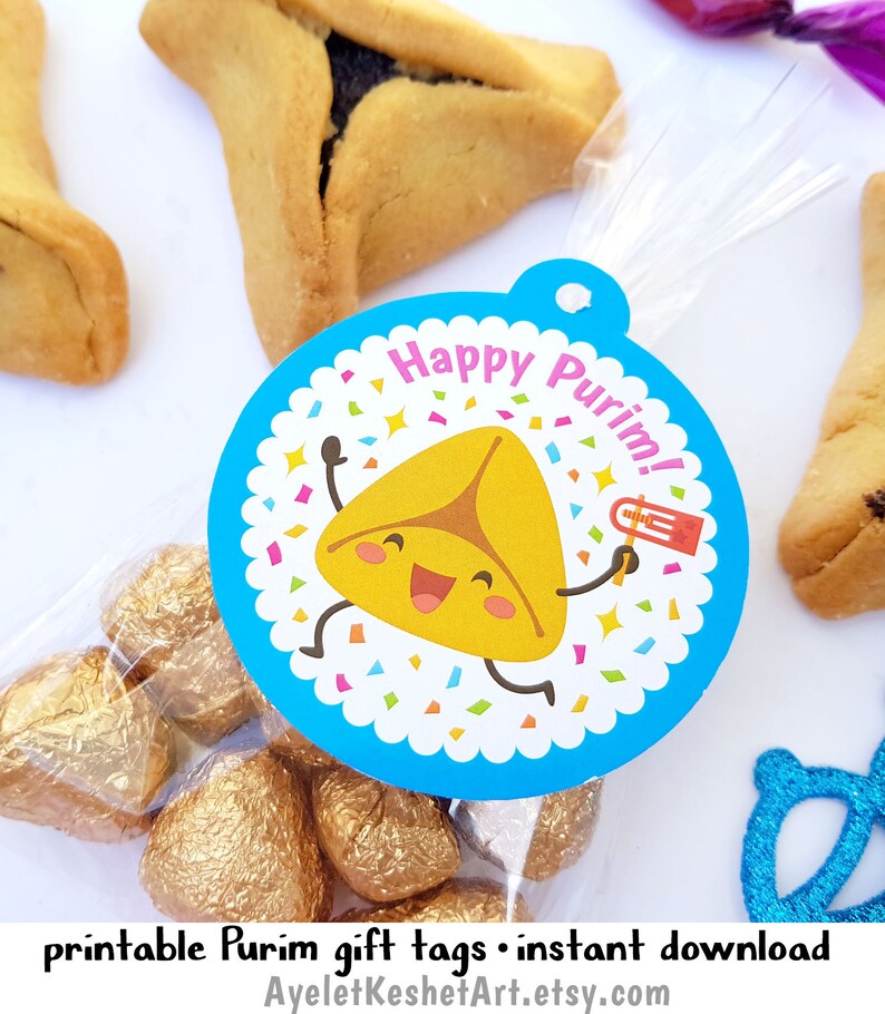 Happy Purim Printables Gift Tag or Party Favor Tags for Kids. | Etsy
