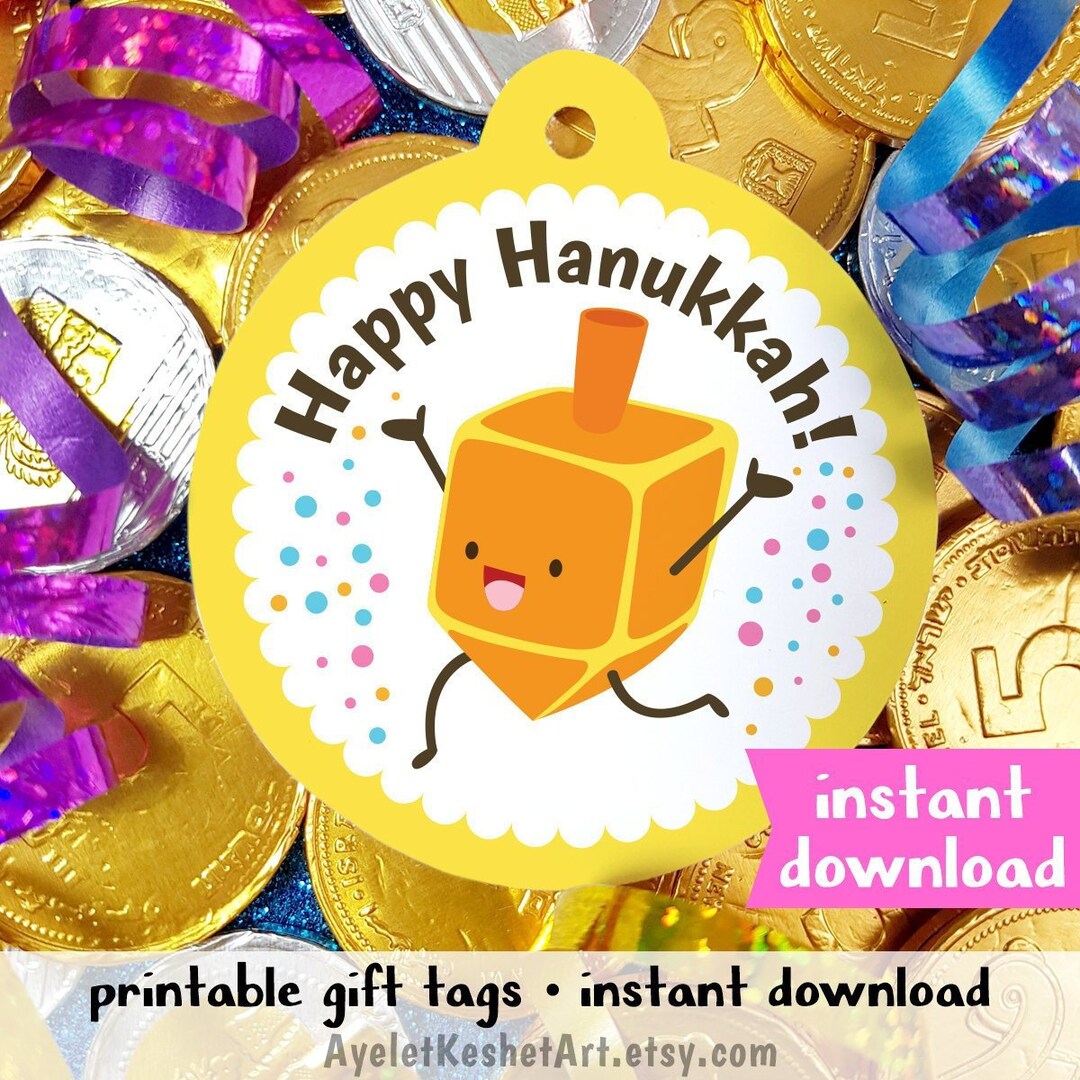 Happy Hanukkah Printables: Gift Tag or Party Favor Tags for - Etsy