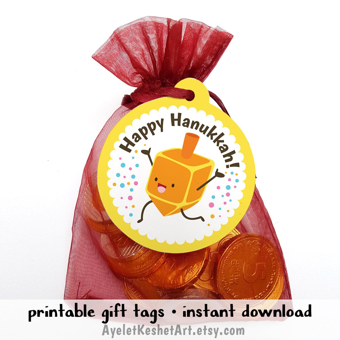 Happy Hanukkah Printables: Gift Tag or Party Favor Tags for - Etsy