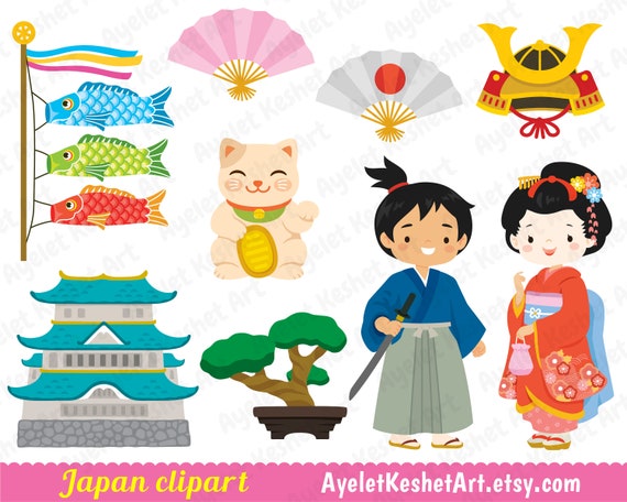 Japan Clipart Bundle. Cute Japanese Items, Japan Symbols, Geisha, Samurai  and Kids in Kimono. SVG, PNG, EPS. for Personal & Commercial Use. - Etsy