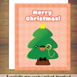 Set of 3 Mini Printable Merry Christmas Cards & Envelope Template ...