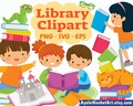 Book clipart / Library clipart set. Kids reading books clipart bundle. For personal & commercial use. PNG, SVG, EPS vector files. product logo