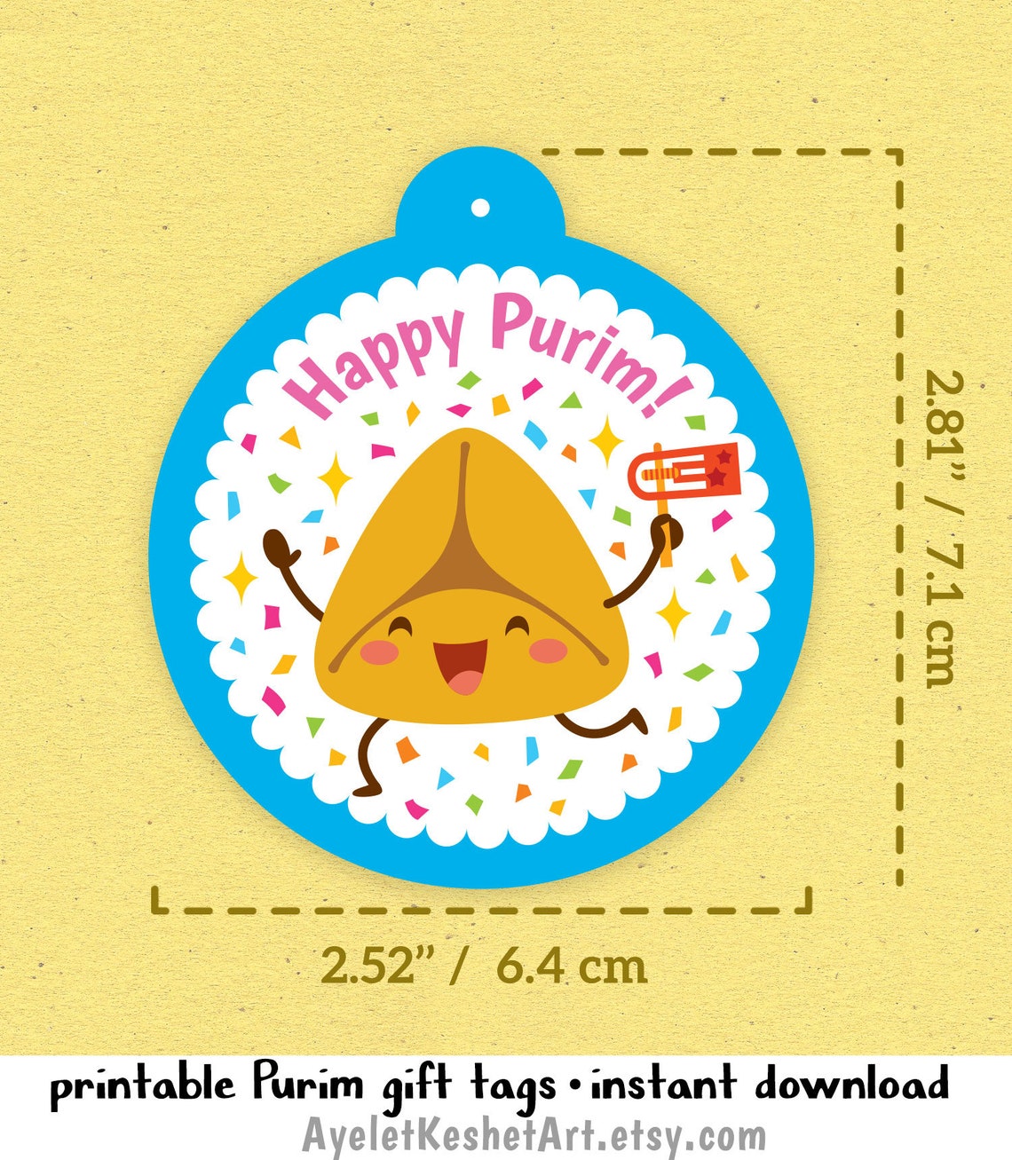 Happy Purim Printables Gift Tag or Party Favor Tags for Kids. | Etsy