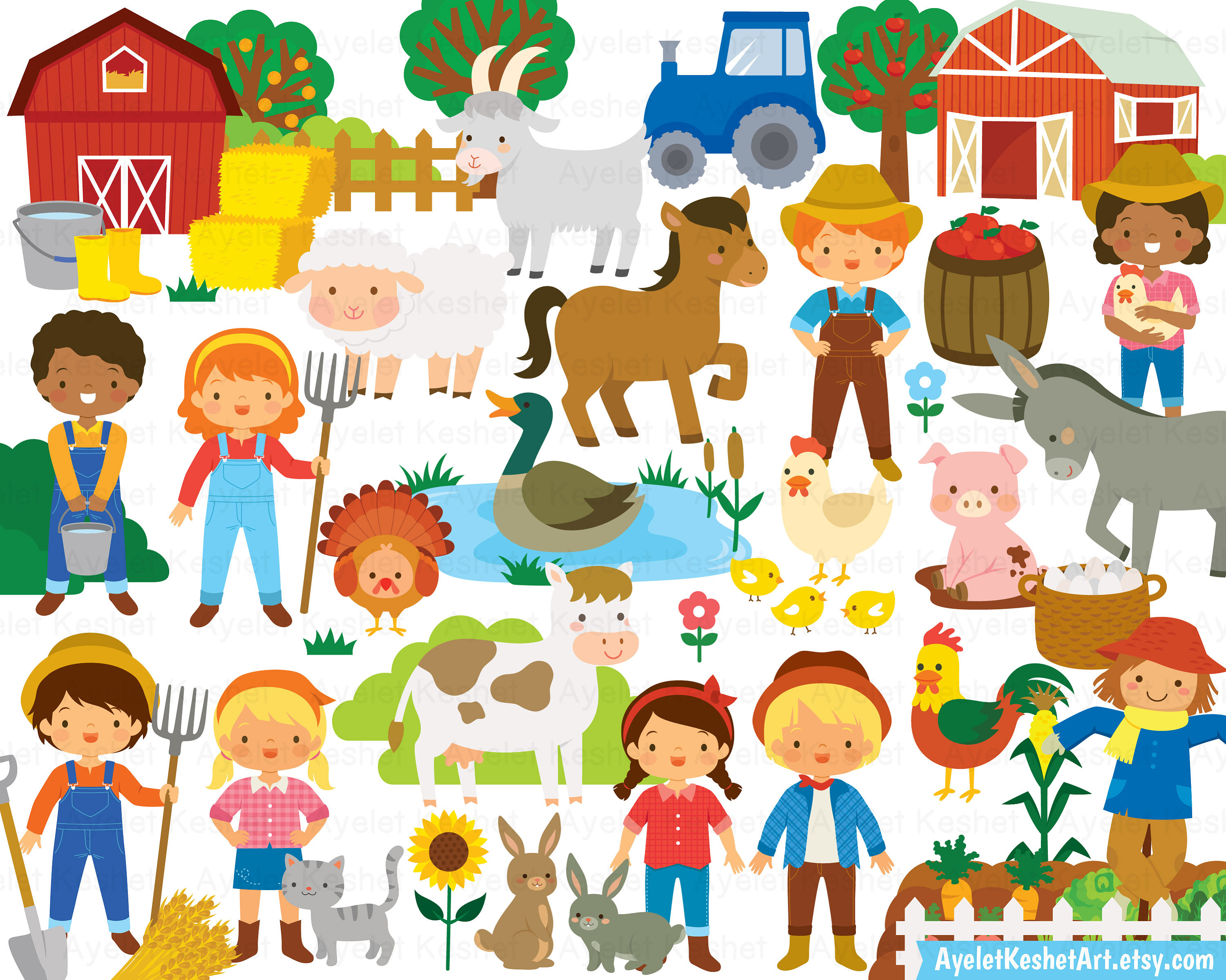 Big Farm Clipart Bundle. Farm Animals Farm Life and Farm - Etsy Israel