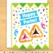 Printable Happy Purim Card Set &amp; Envelopes. 3 Small Printable Cards or ...