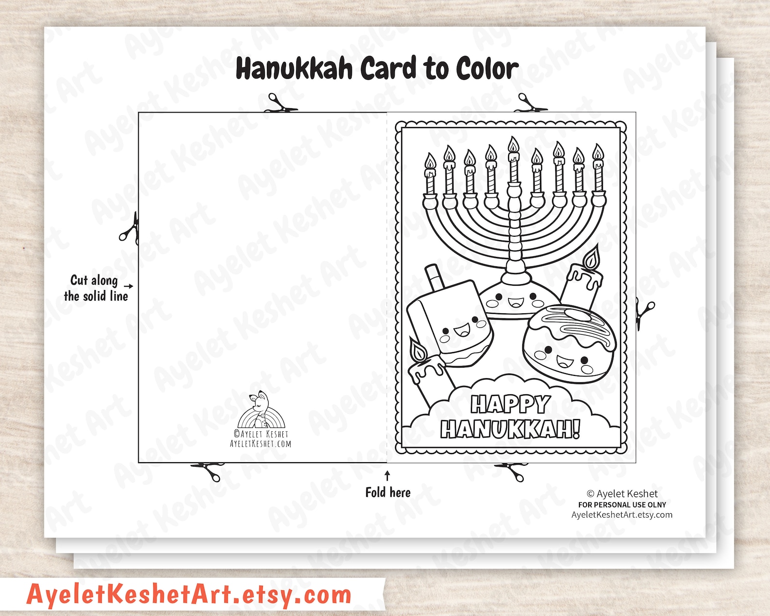 Hanukkah Cards to Color. 3 Coloring Pages of Happy Hanukkah Card. Cute ...